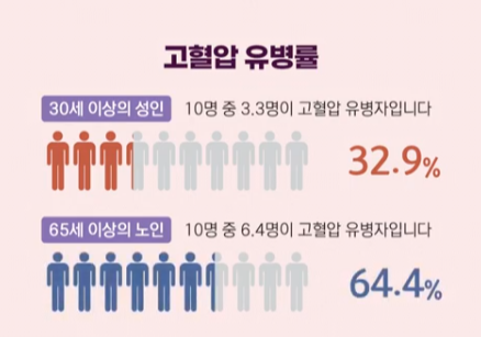 고혈압 유병율 (출처 : 2019년 국민건강 통계)