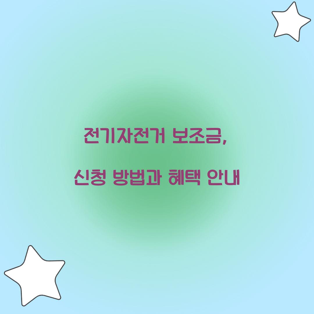전기자전거 보조금
