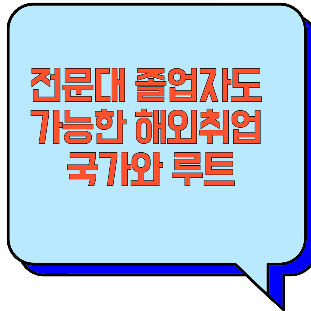전문대 졸업자도 가능한 해외취업 국가와 루트 관련 이미지 사진