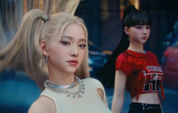 이제는 진짜보다 더 매력적? 버추얼 아이돌이 바꾸는 한류의 미래 버추얼 걸그룹 '메이브'의 컴백곡 'What's My Name' 예고 영상 갈무리. 멤버는 '타이라(왼쪽)'와 '제나'. 사진=원더케이 유튜브 채널