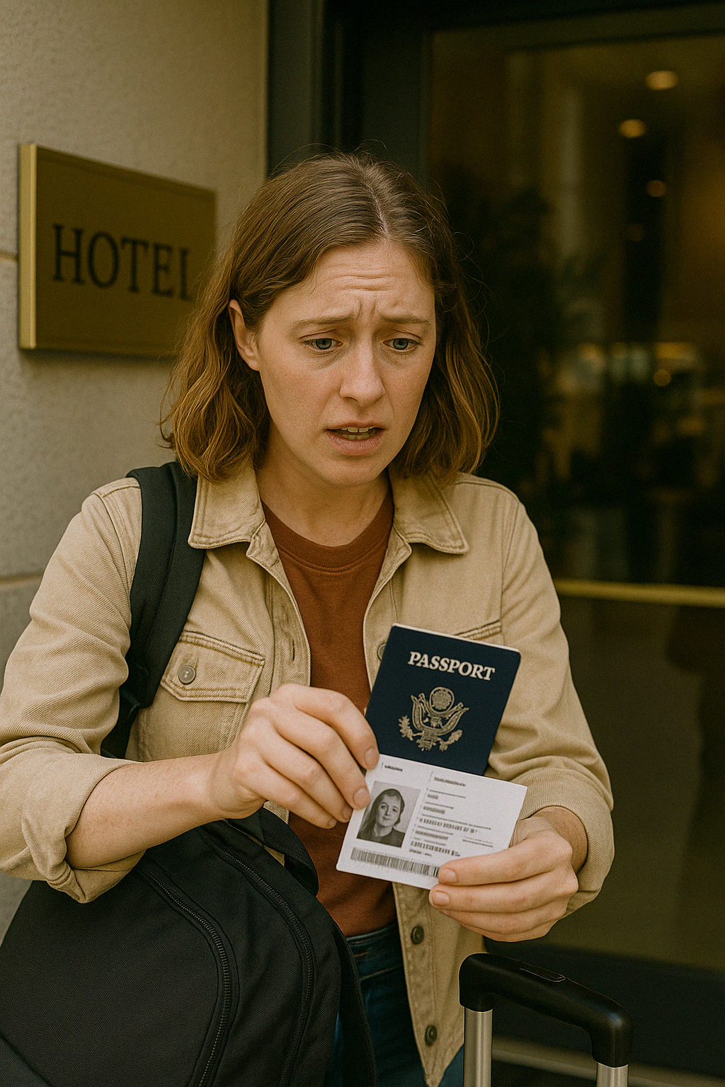 여권 사본을 꺼내는 여행자 모습