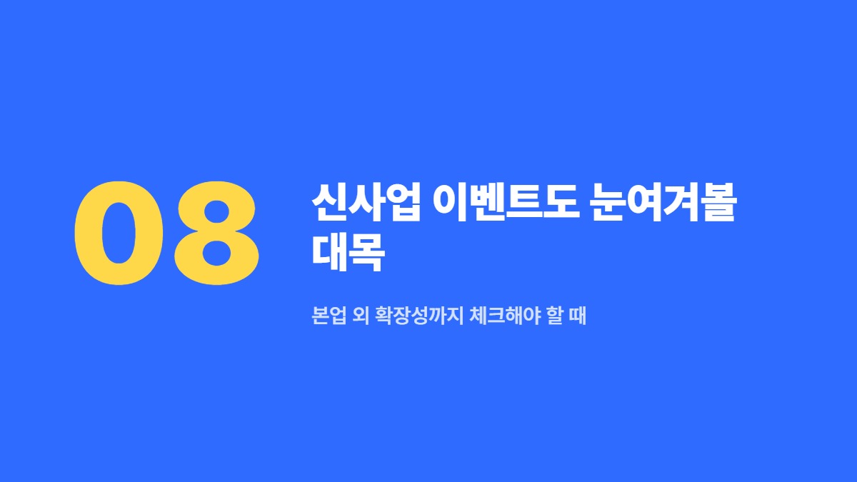 신사업 이벤트도 눈여겨볼 대목 &mdash; 본업 외 확장성까지 체크해야 할 때