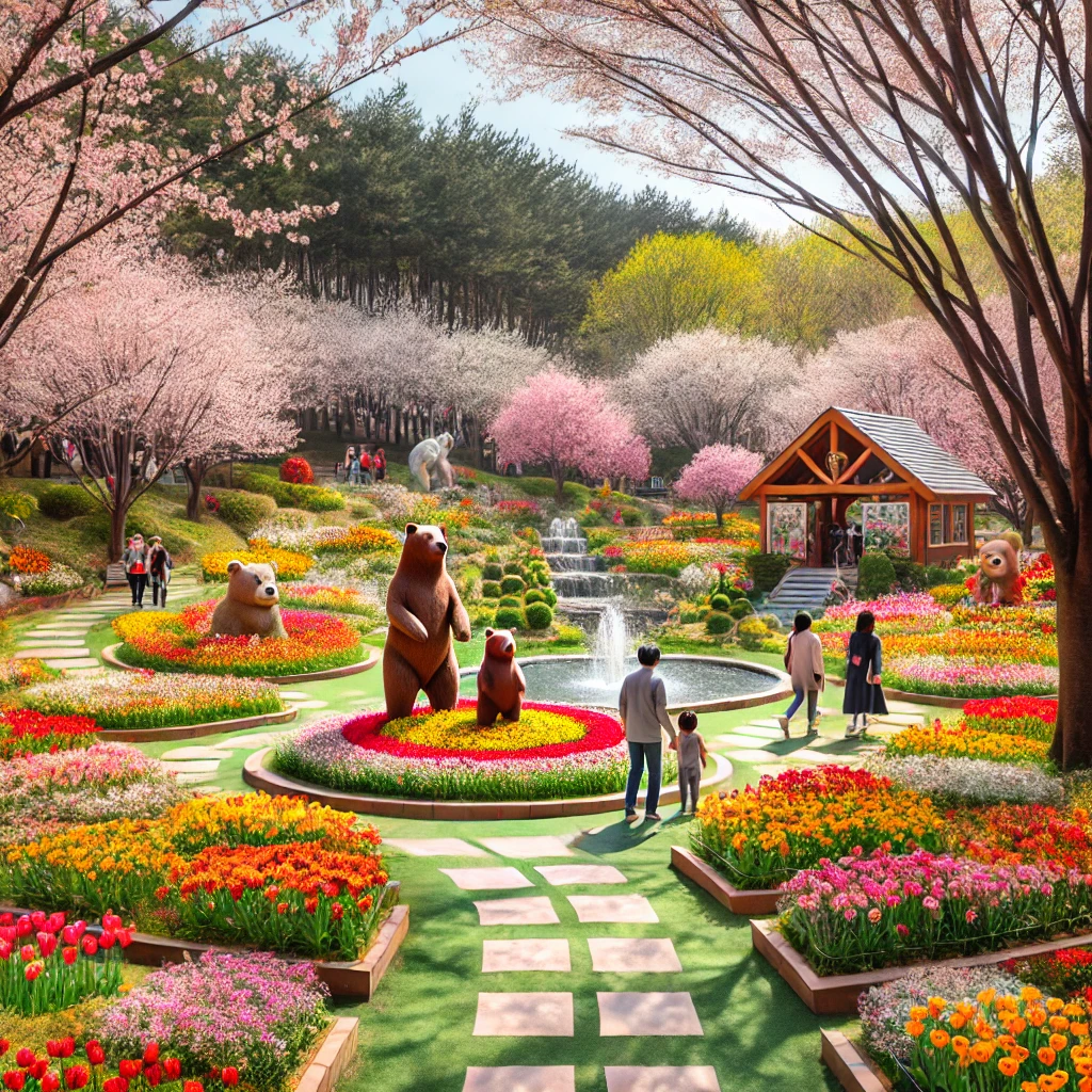 봄꽃 축제의 화사한 정원