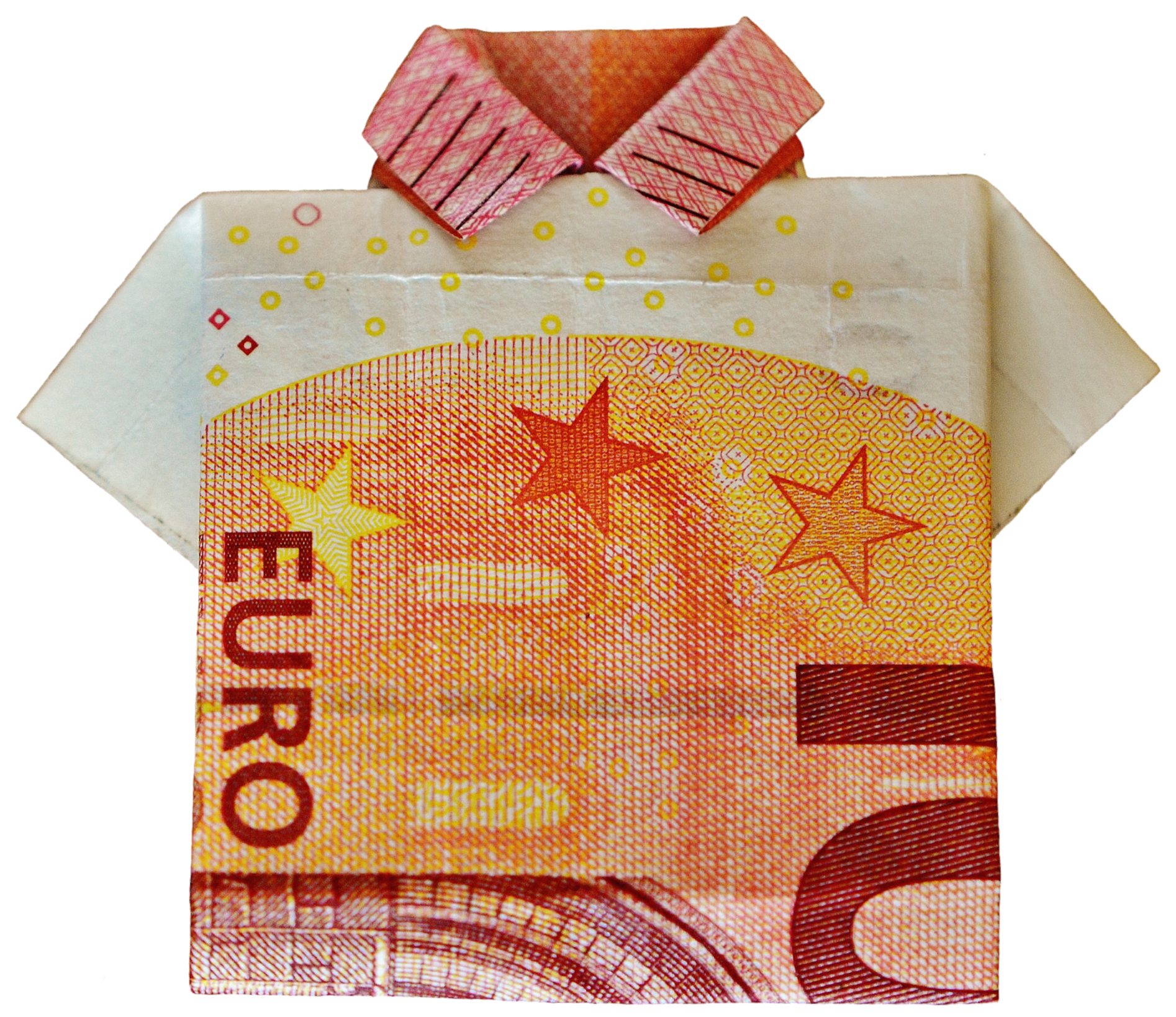 유로화로 접은 티셔츠