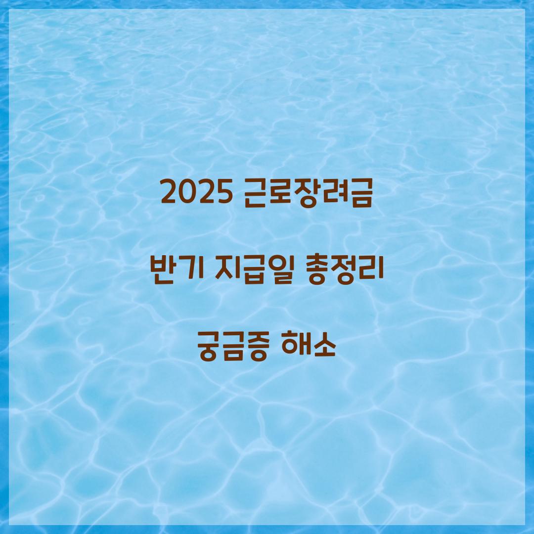 2025 근로장려금 반기 지급일