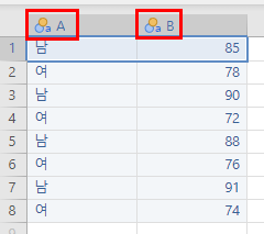 jamovi 실행 후 데이터 입력