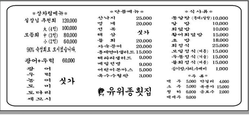 이번엔 물회, 다음에는 회정식