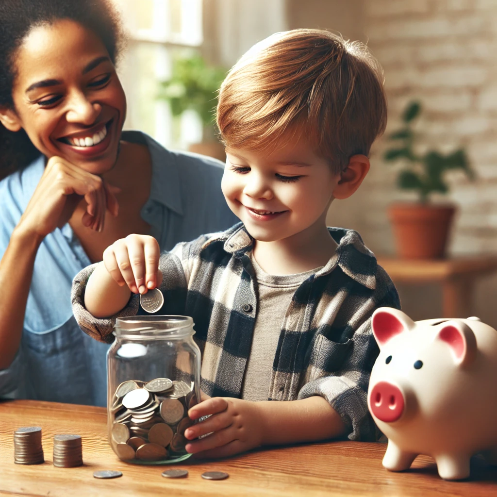 동전 저금 하는 아이 사진