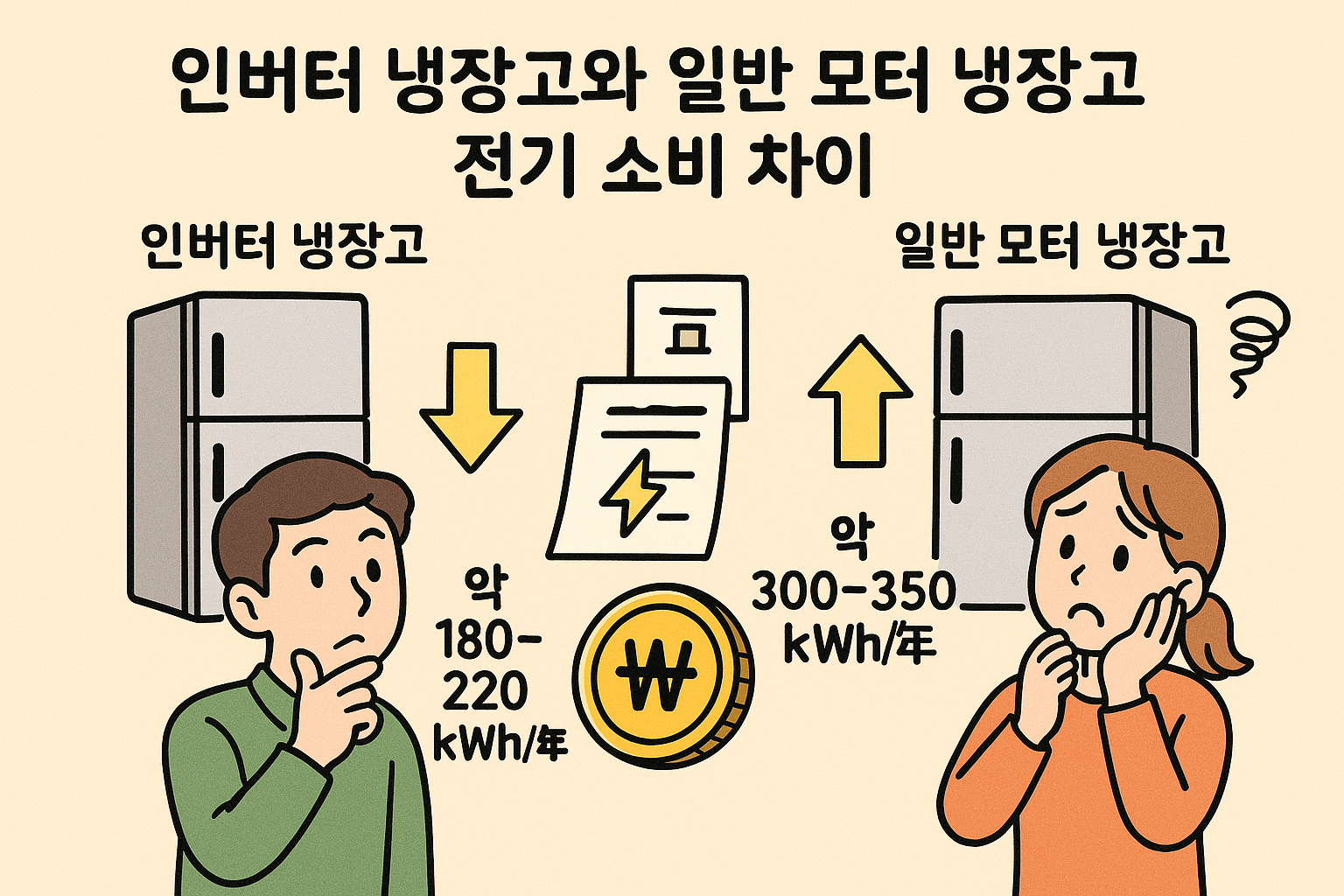 인버터 냉장고와 일반 모터 냉장고 전기 소비 차이