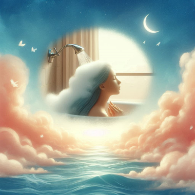 밝은 달빛 아래 구름 속에 사라져 가는 인물의 모습.