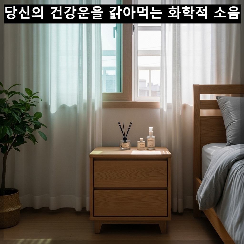 기의 정화를 위해 인공 방향제를 치우고 맑은 공기가 흐르는 한국 아파트 침실 인테리어