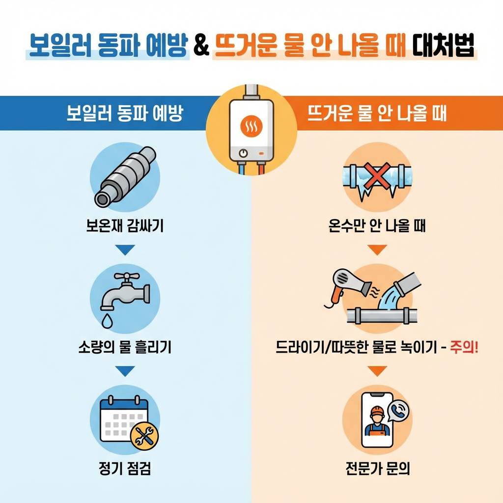 보일러 동파 예방 뜨거운물 안나올 때 인포그래픽