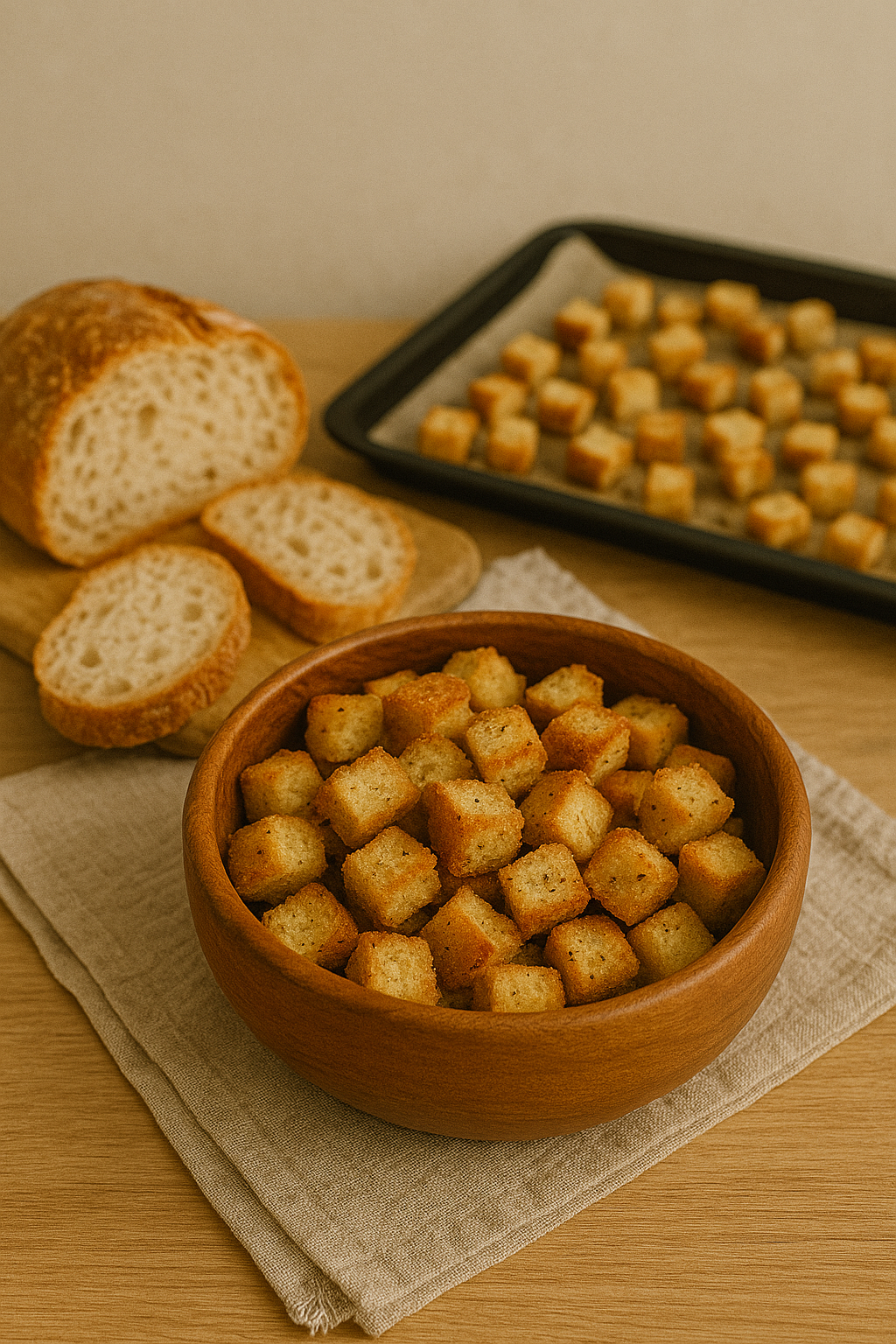 남은 빵으로 만든 크루통