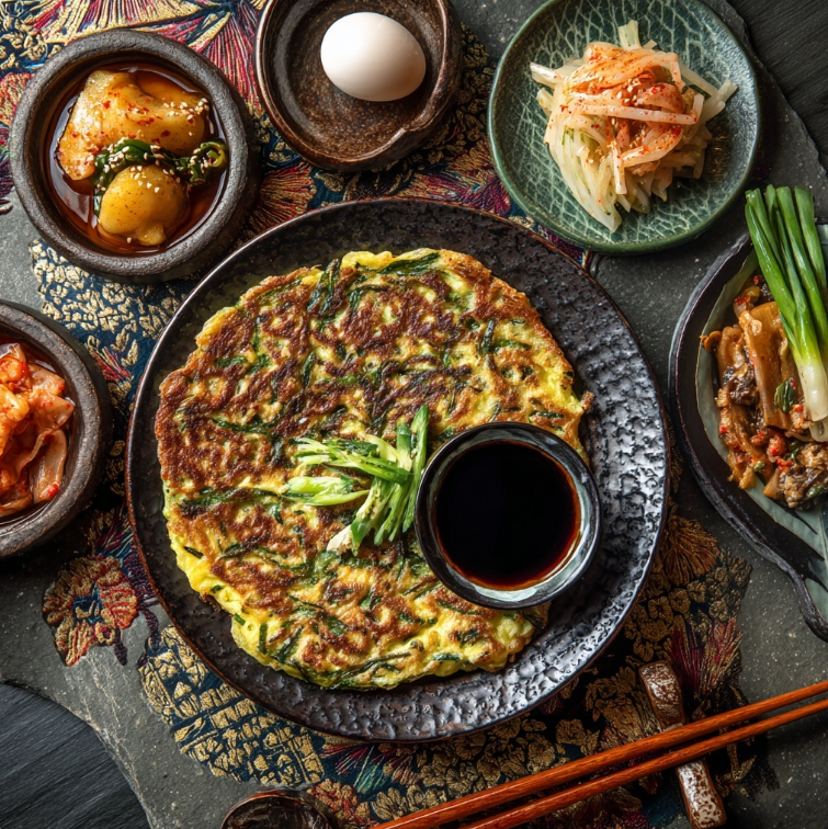 식탁위에서 미나리전을 바로보는 모습