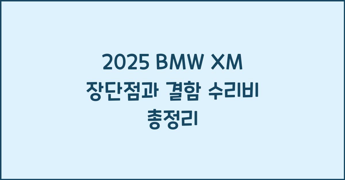 2025 BMW XM 장단점 결함 수리비