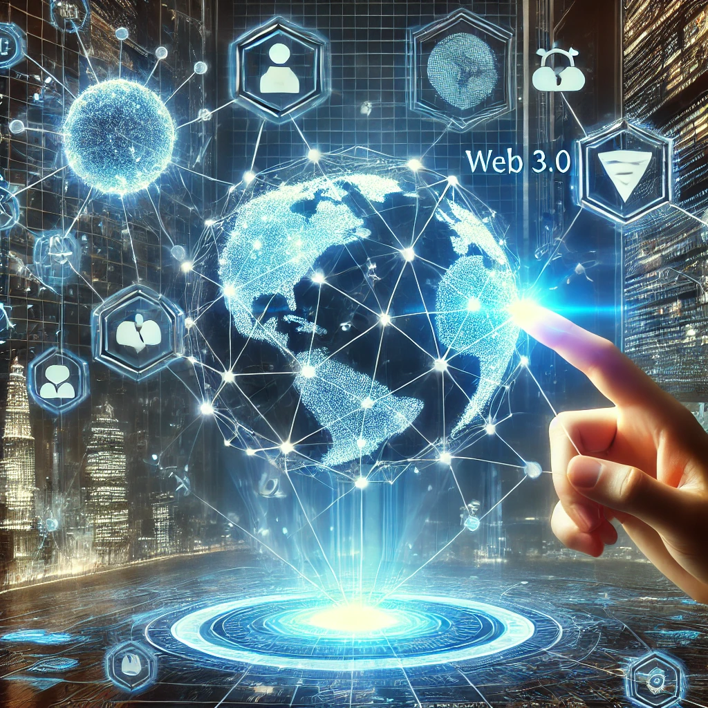 웹3.0 기술을 나타내는 미래적인 디지털 네트워크