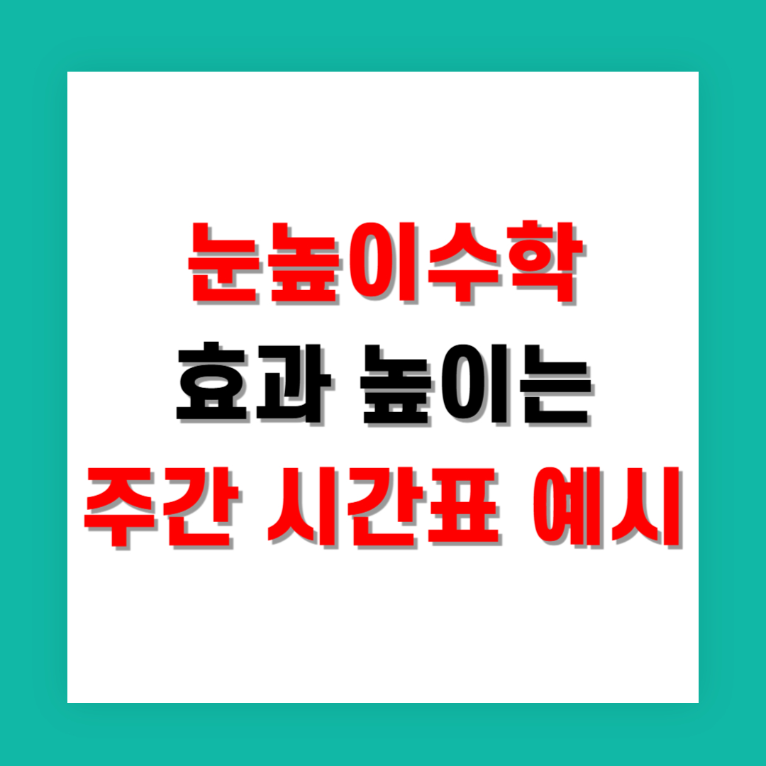 눈높이수학 효과 높이는 주간 시간표 예시