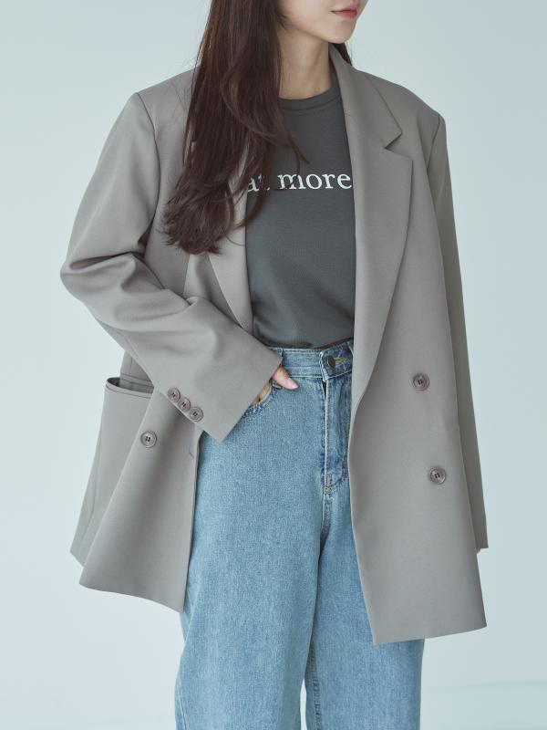 리틀마켓 테일러드 더블 블레이져 오버핏 자켓 ji13b0