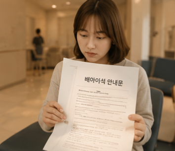 보험안내문 확인하는 모습