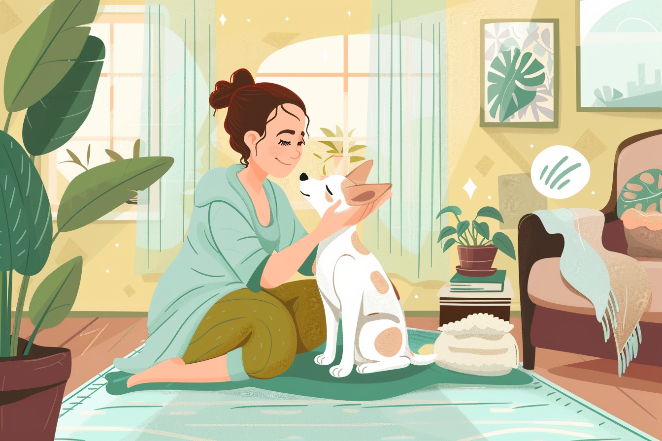 gently cleaning dog's ears