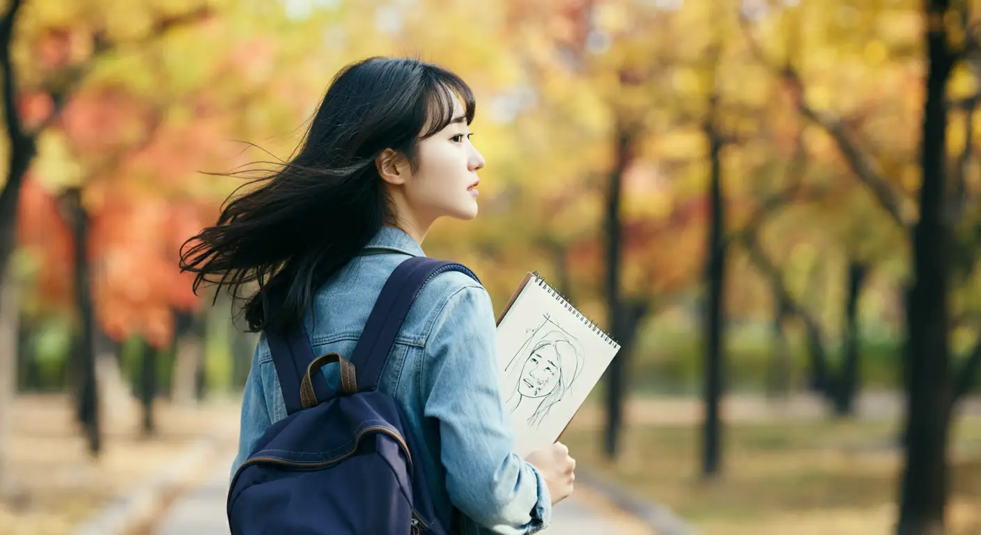 공원을 산책하는 여성