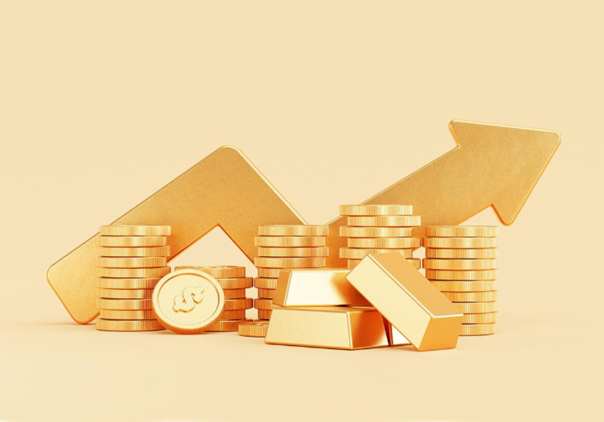 상승하는 금 가격 차트와 금괴가 함께 보이는 투자 이미지