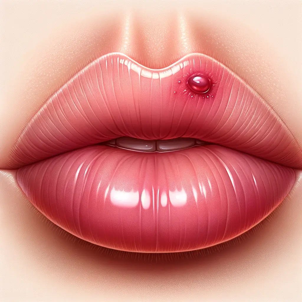 입술위에 구순포진염이 생긴 이미지