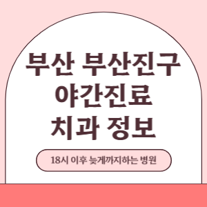 부산 부산진구 야간진료 치과 병원 (18시 이후 늦게까지하는 병원)