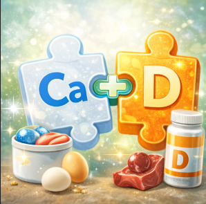 비타민 D는 칼슘 흡수를 돕는 역할을 하기 때문에 흡수율이 높아집니다.