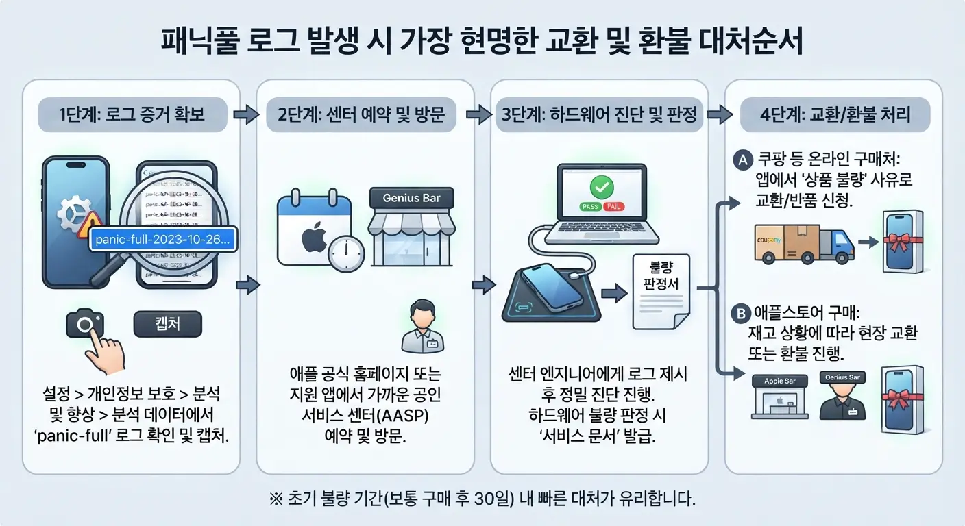 패닉풀 로그 발생 시 가장 현명한 교환 및 환불 대처순서