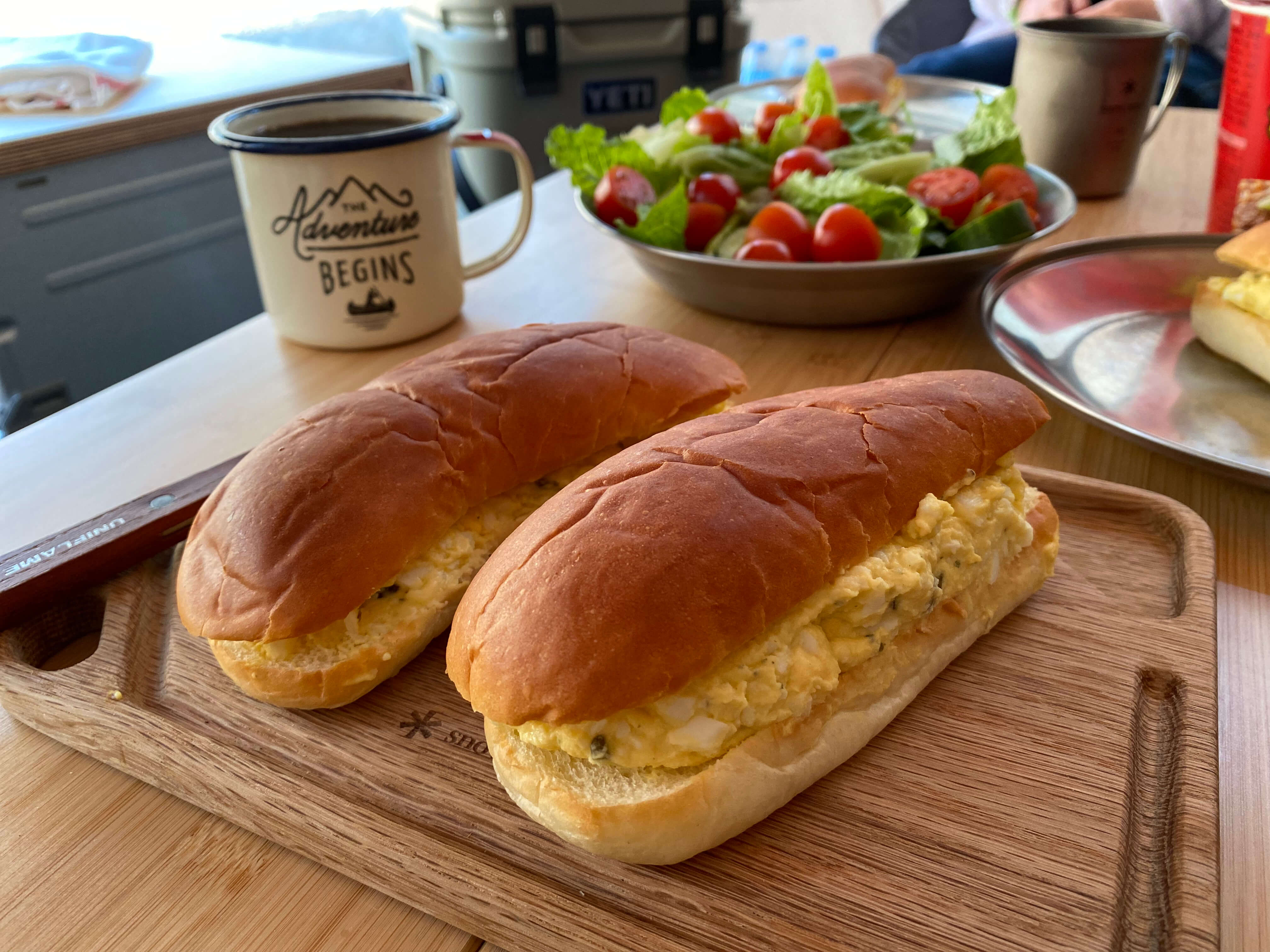 캠핑음식 아침메뉴 에그마요 샌드위치
