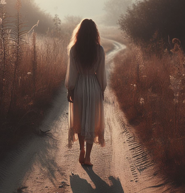 맨발 걷기 하는 여성