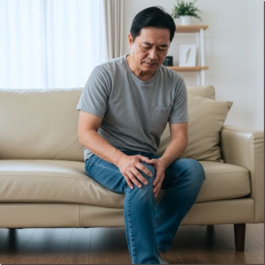 이모튼캡슐 주요 효능 골관절염 개선, 퇴행성 관절염으로 무릎 통증이 심한 남성 사진