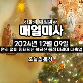 2024년 12월 9일 매일미사 원죄 없이 잉태되신 복되신 동정 마리아 대축일 오늘의 묵상