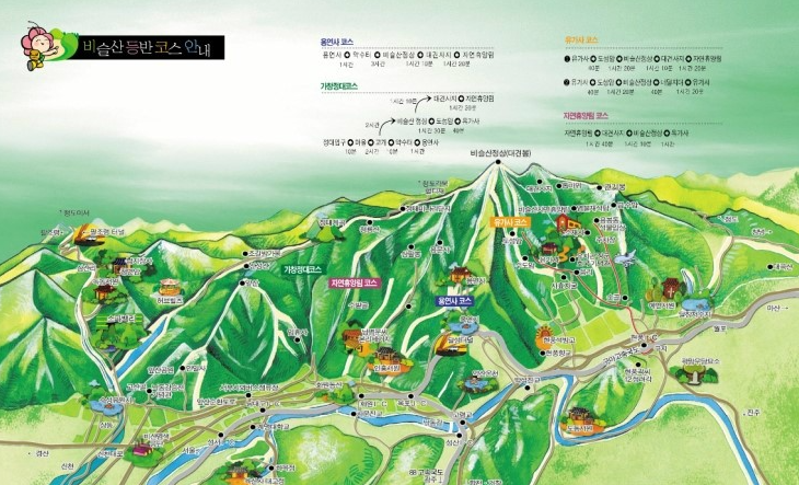 비슬산등산코스안내