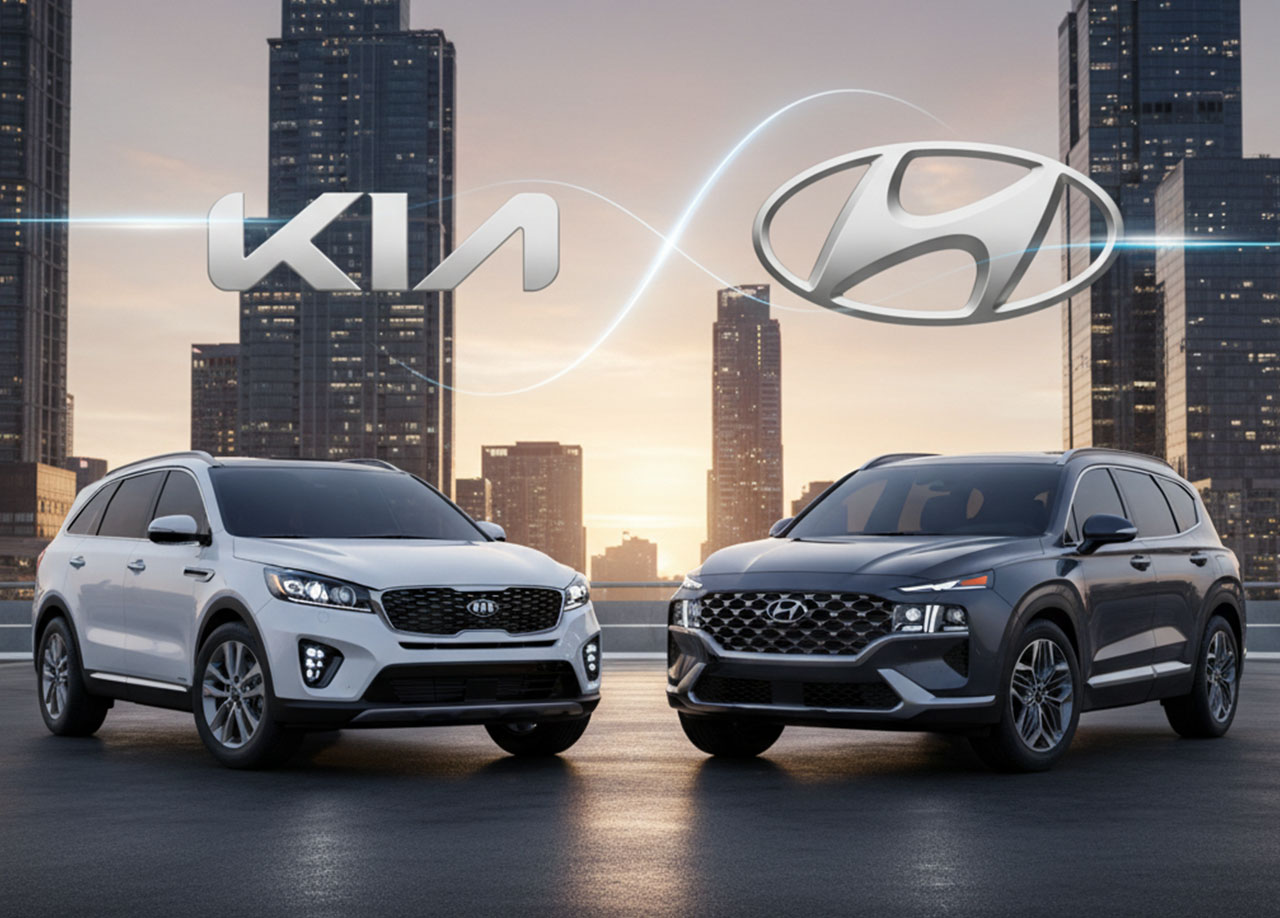 현대차와 기아차의 대표 SUV 모델이 나란히 있는 모습