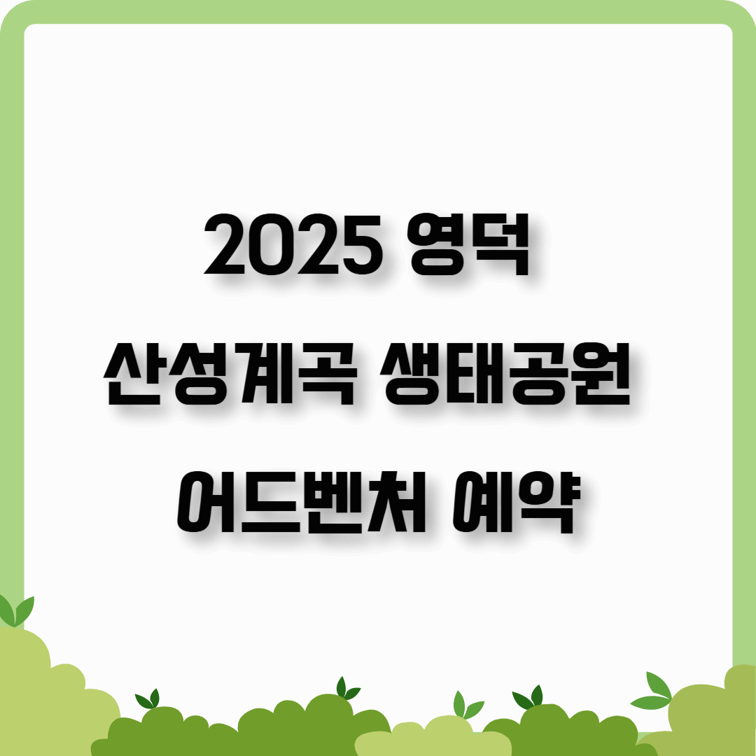 2025 영덕 산성계곡 생태공원 어드벤처 개장 예약