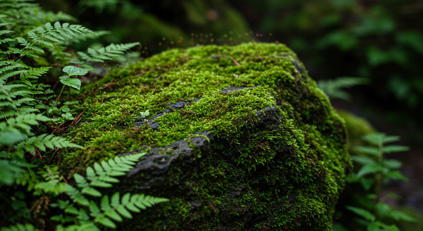 제주 곶자왈 숲의 이끼 낀 화산암과 주변 식물, 원시림의 독특한 생태계