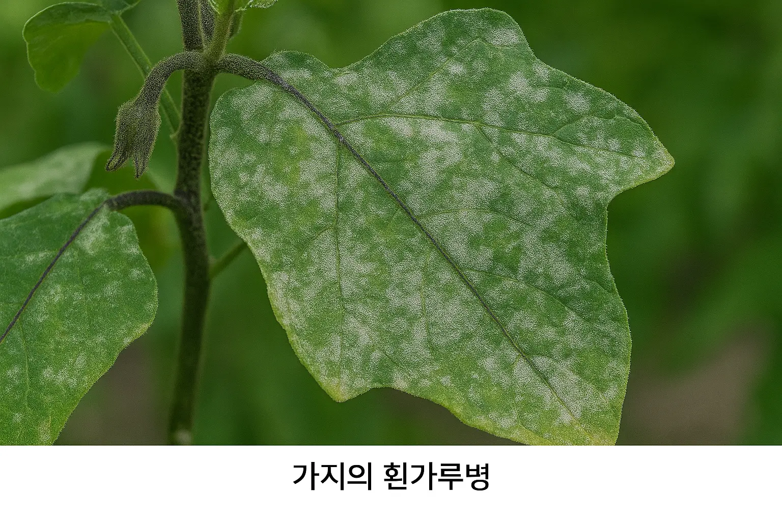 가지에 발생한 흰가루병