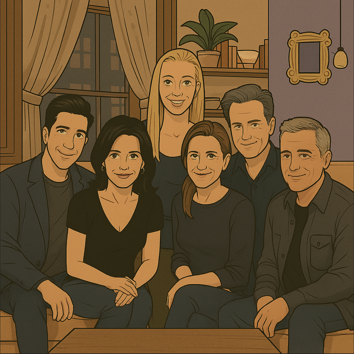 드라마 프렌즈 아파트에 있는 주인공들