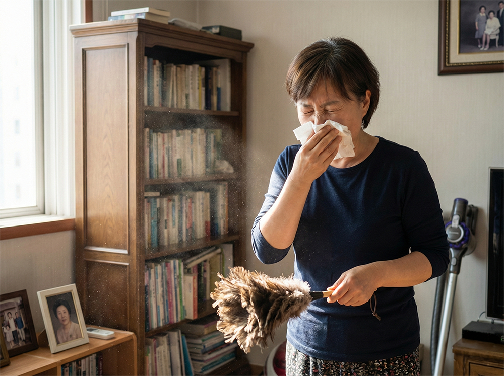 알레르기 비염, 통년성 비염, 집먼지진드기, 재채기, 맑은 콧물, 비염 원인