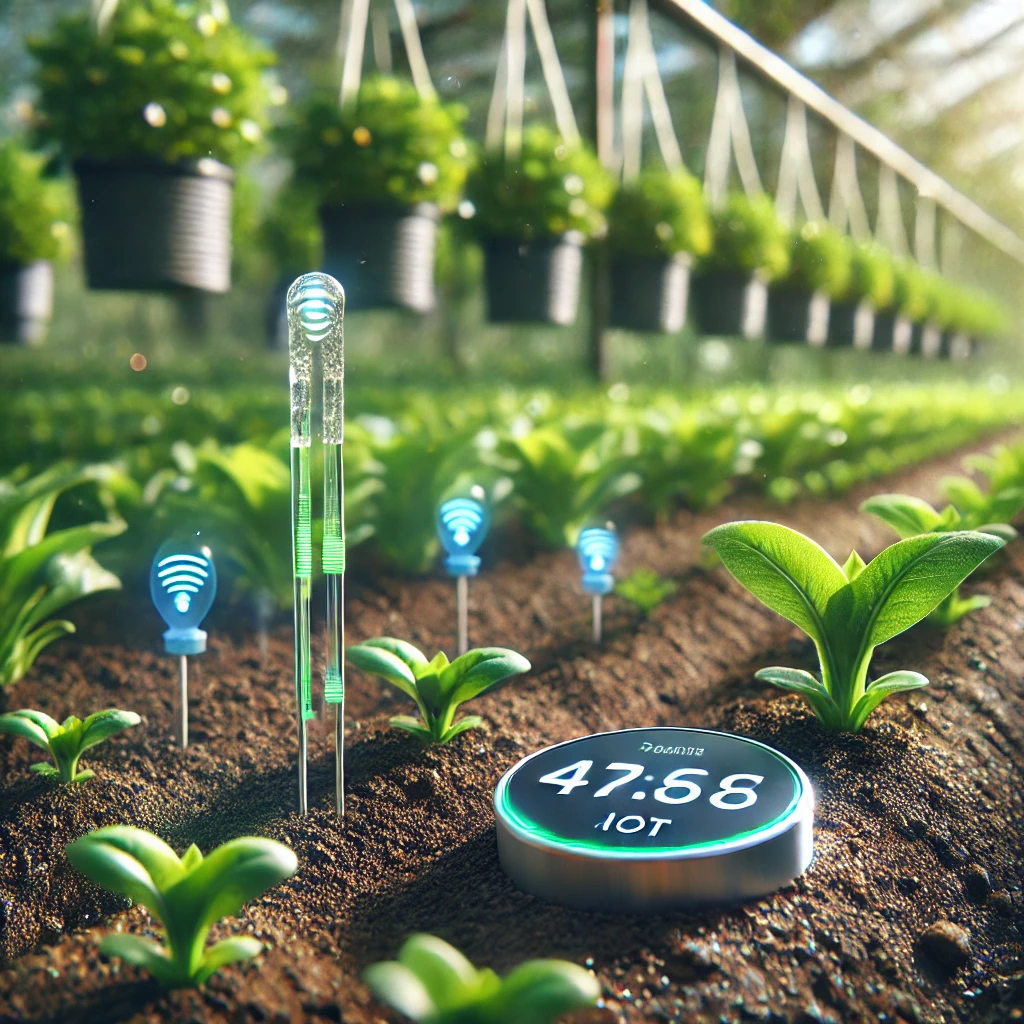 토양에 설치된 IoT 센서와 실시간 데이터 전송 모습