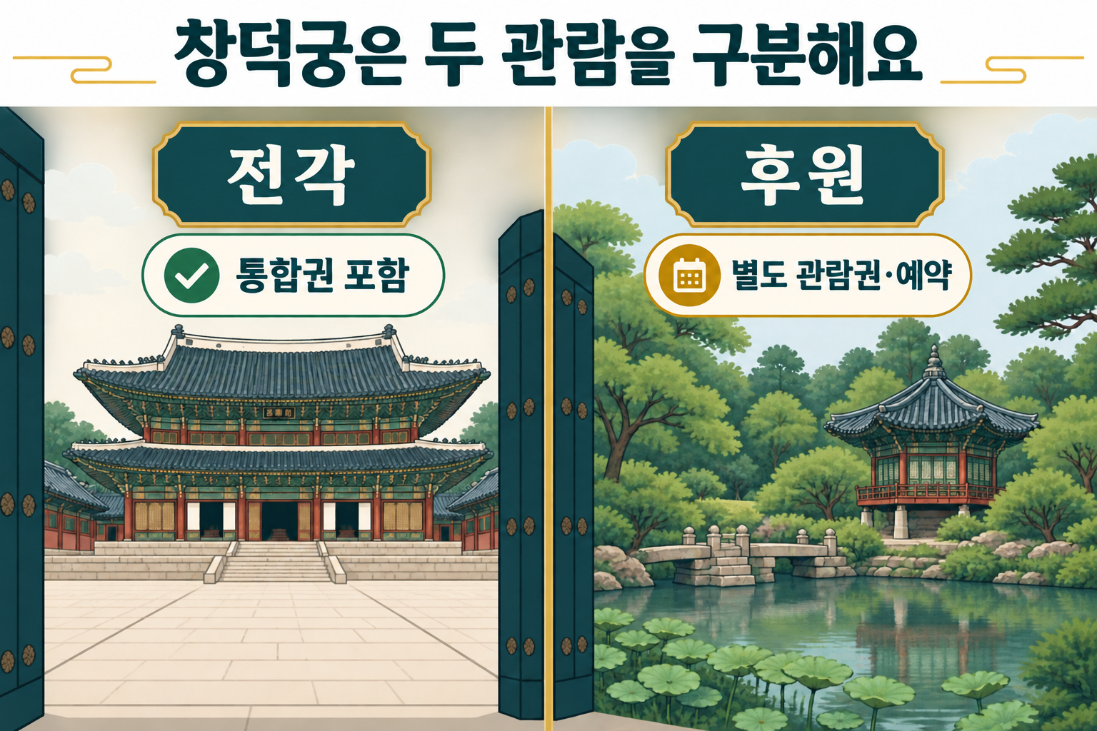 궁궐 통합관람권에 포함되는 창덕궁 전각과 포함되지 않는 후원