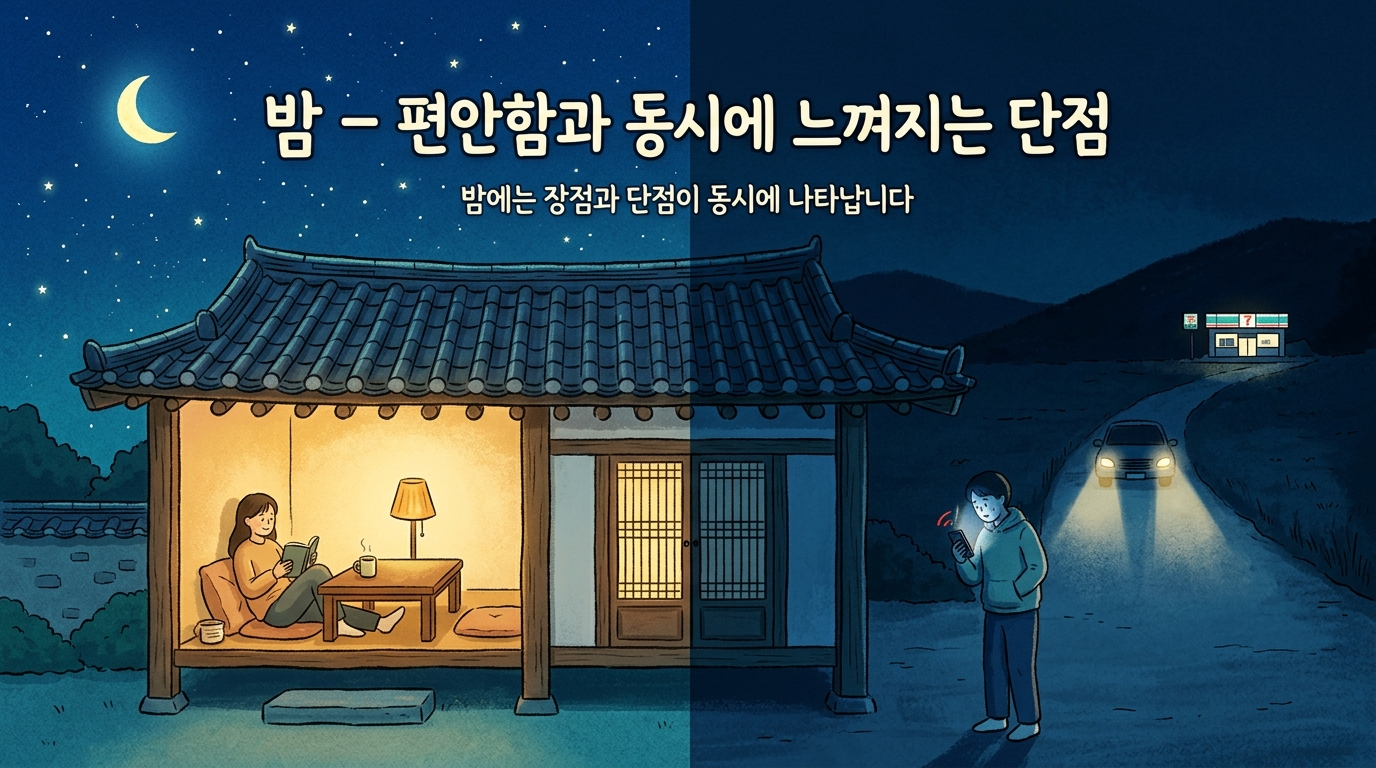 밤에는 편안함과 동시에 느껴지는 단점들이 존재