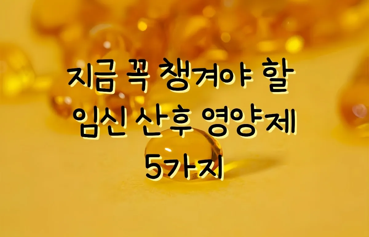 지금 꼭 챙겨야 할 임신 산후 영양제를 강조하는 노란 배경의 소프트젤 썸네일 이미지
