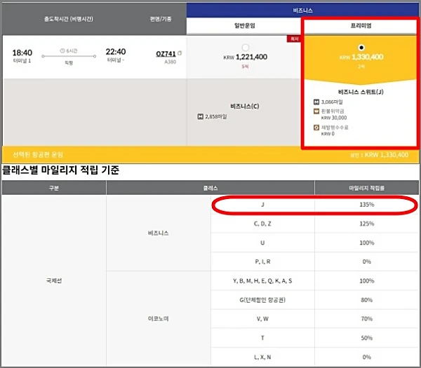 아시아나-비즈니스-스위트-J운임