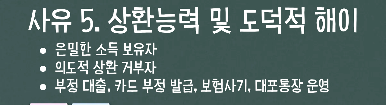 사유 5. 상환능력 및 도덕적 해이 안내문