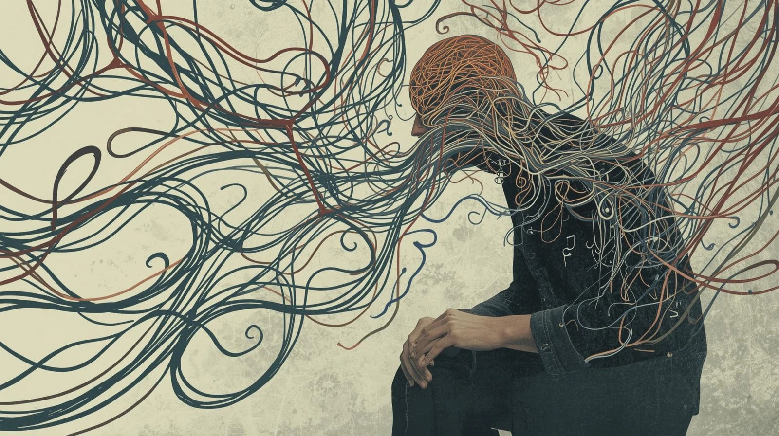 생각의 악순환에 빠진 사람의 이미지