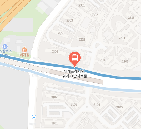 위례포레샤인.위례31단지후문에서 인천공항 리무진 공항버스(6600번) 지도 위치