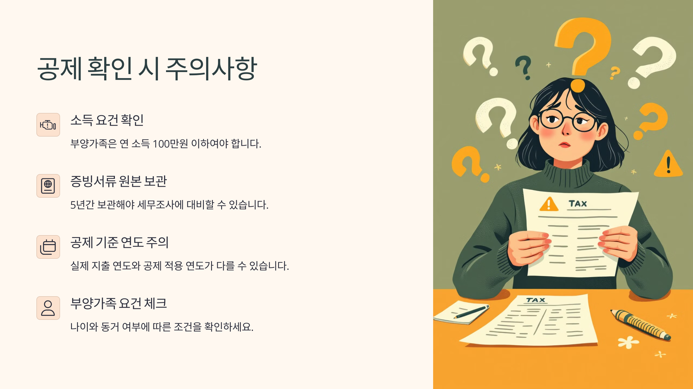 공제 확인 시 주의사항